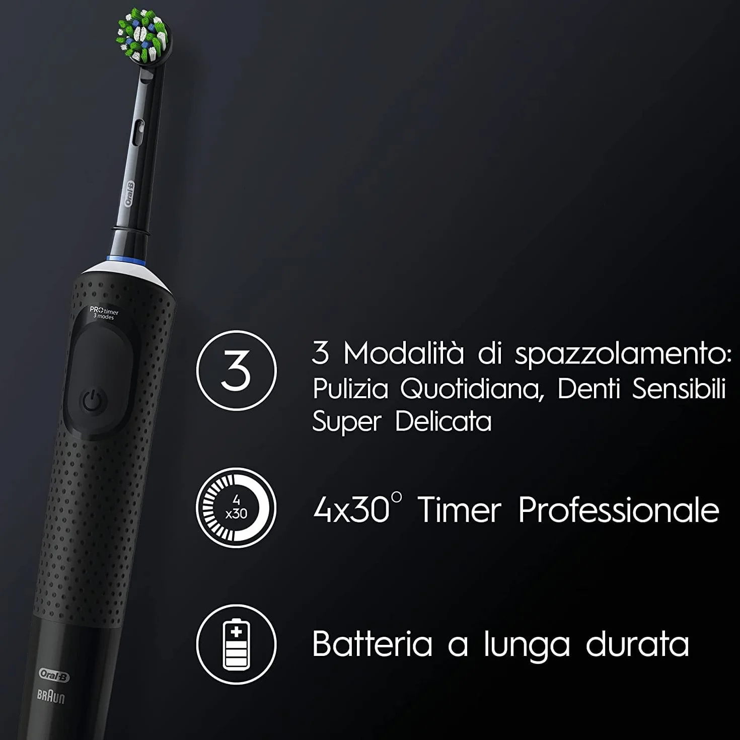 Oral-B Spazzolino Elettrico Ricaricabile Vitality Pro Nero, 1 Testina. 1 Spazzolino