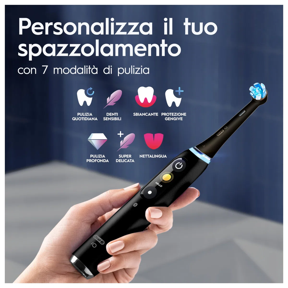 Oral-B Spazzolino Elettrico Ricaricabile iO 9 Nero, 3 Testine Oral B Di Ricambio, Spazzolino Elettrico, Custodia Da Viaggio con caricatore, Pulizia Denti Efficace