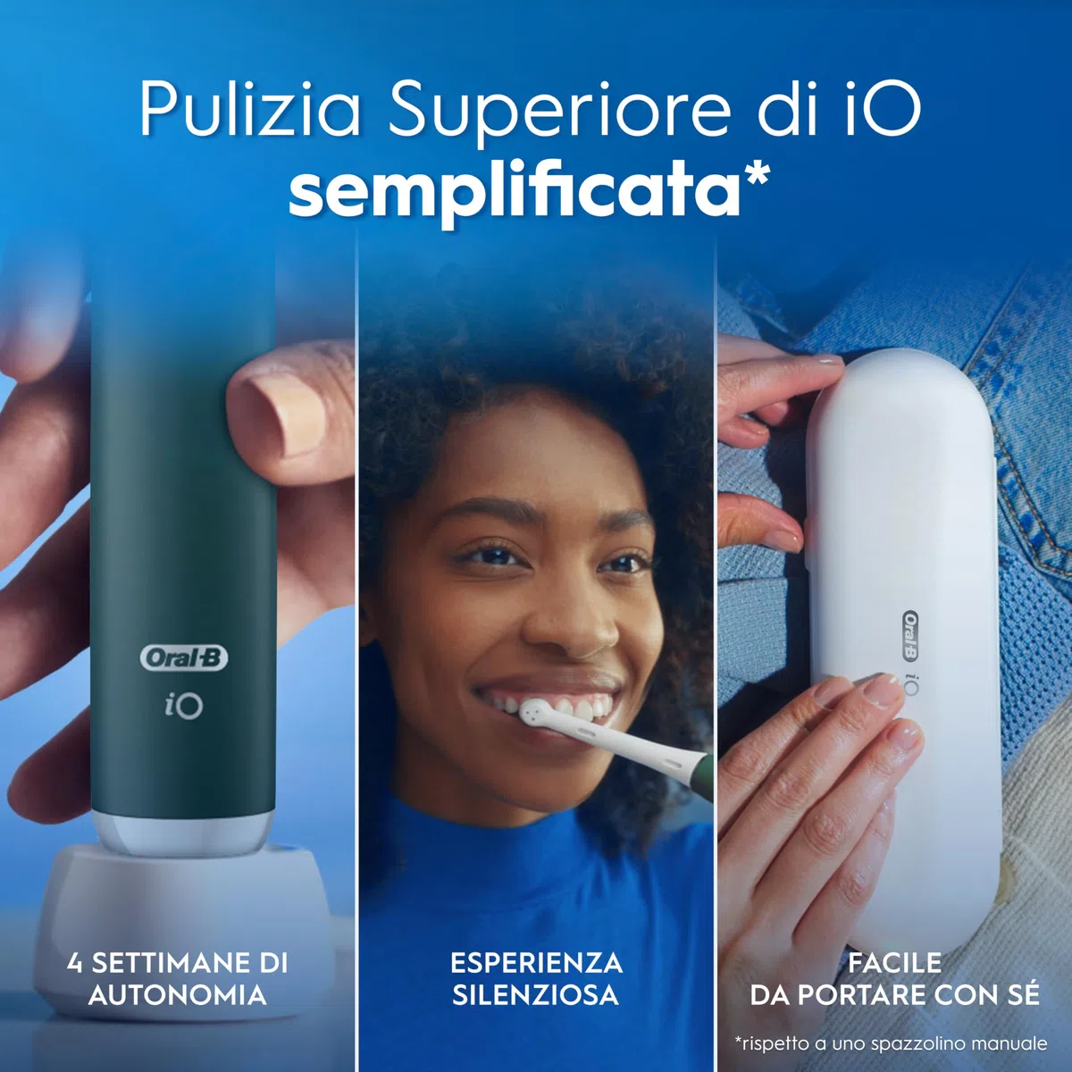 Oral-B Spazzolino Elettrico iO 2 Verde, 1 Testine Di Ricambio, Spazzolino Elettrico Ricaricabile, Pulizia Denti Efficace, Sensore Di Pressione, Delicato Sulle Gengive, Custodia Da Viaggio
