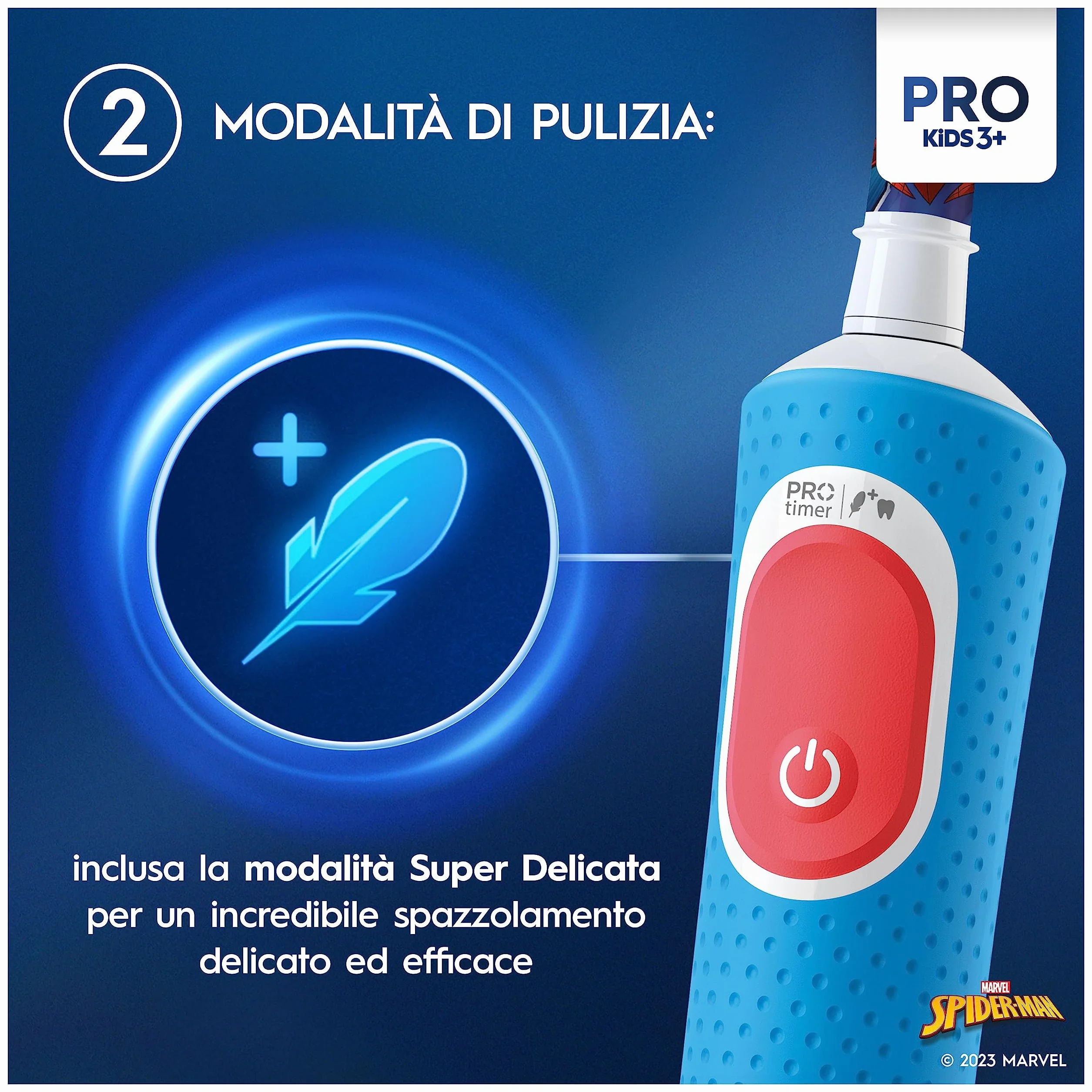 Oral-B Spazzolino Elettrico Ricaricabile Pro Kids Marvel Spiderman, 1 Testina, per Bambini da 3 Anni in Su, 1 Spazzolino