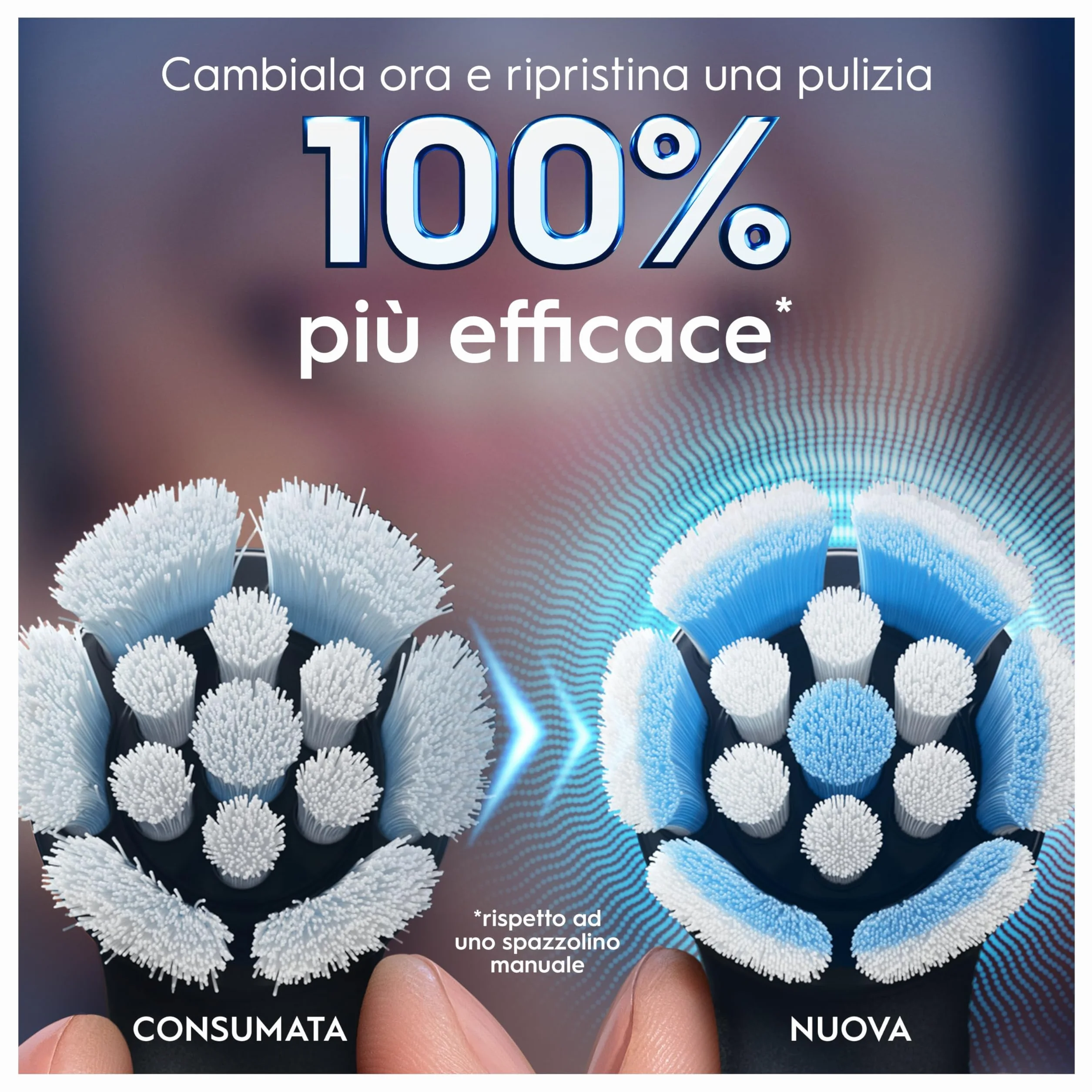 Oral-B Testine di Ricambio iO Gentle Care, Nere, 6 Ricambi - 6 Testine di Ricambio per Spazzolino Elettrico, Rotonde Originali per Gengive Sensibili, Setole Angolate per Rimuovere la Placca