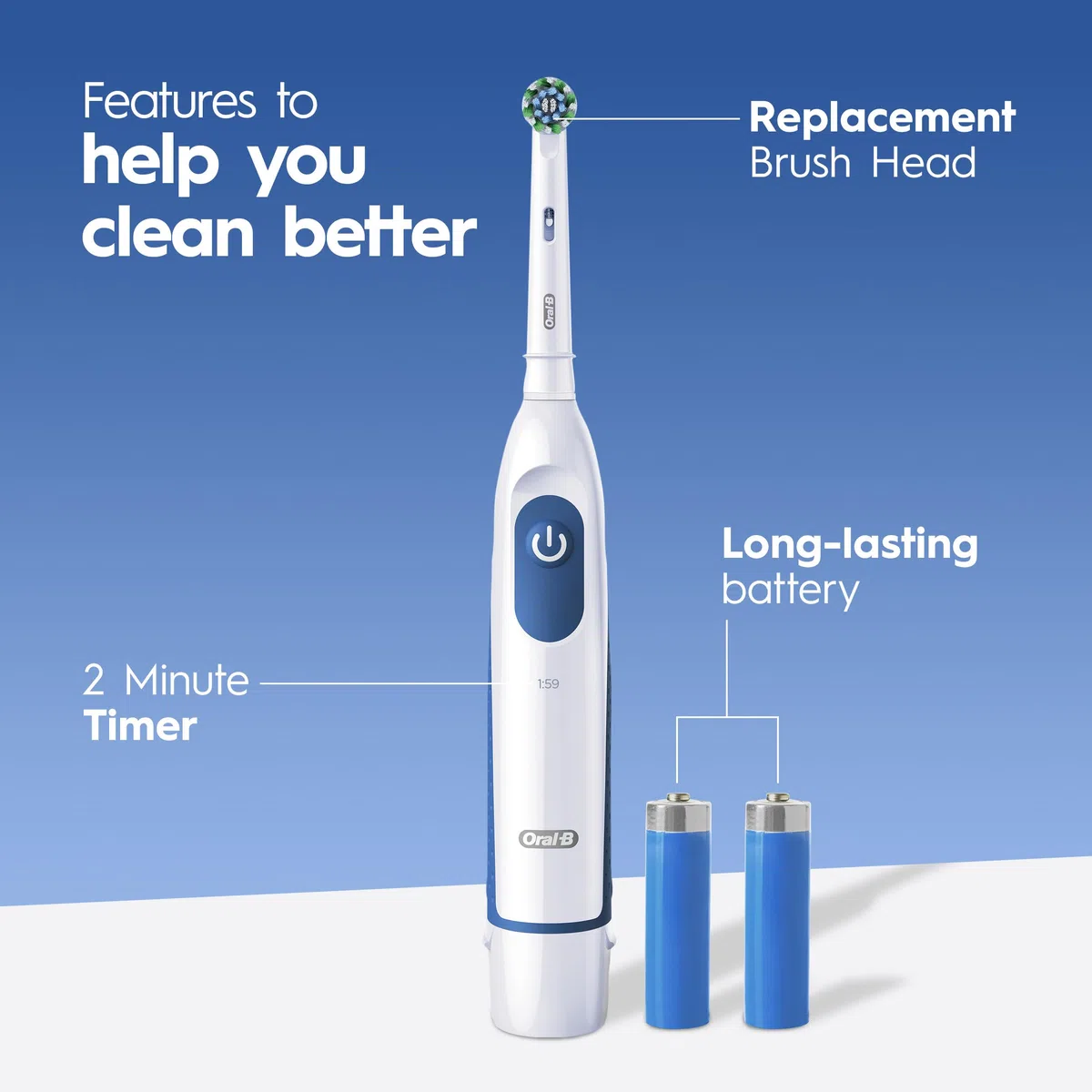 Oral-B Pro 100 3D White, Spazzolino da denti a batteria, Bianco