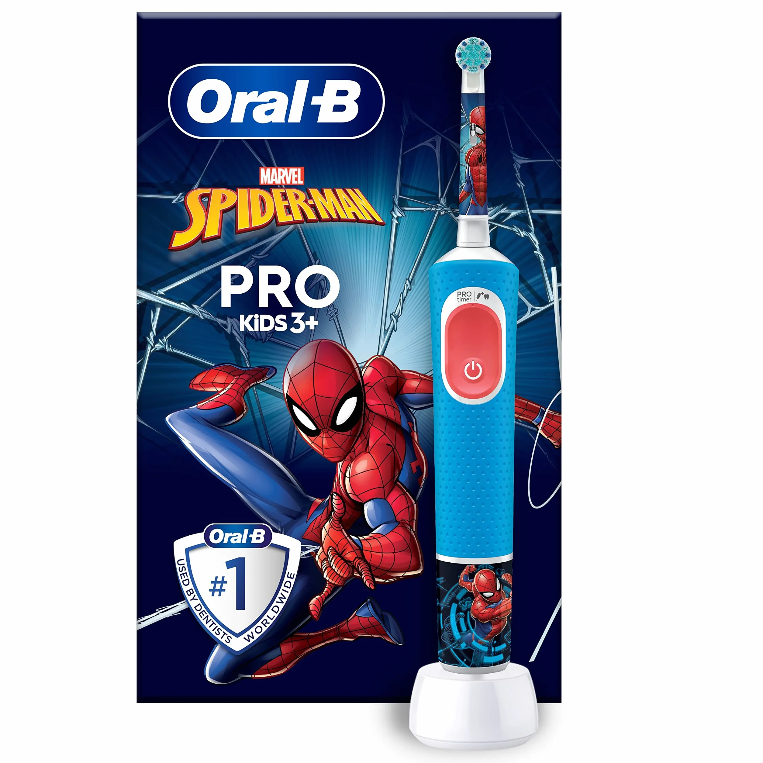 Oral-B Spazzolino Elettrico Ricaricabile Pro Kids Marvel Spiderman, 1 Testina, per Bambini da 3 Anni in Su, 1 Spazzolino