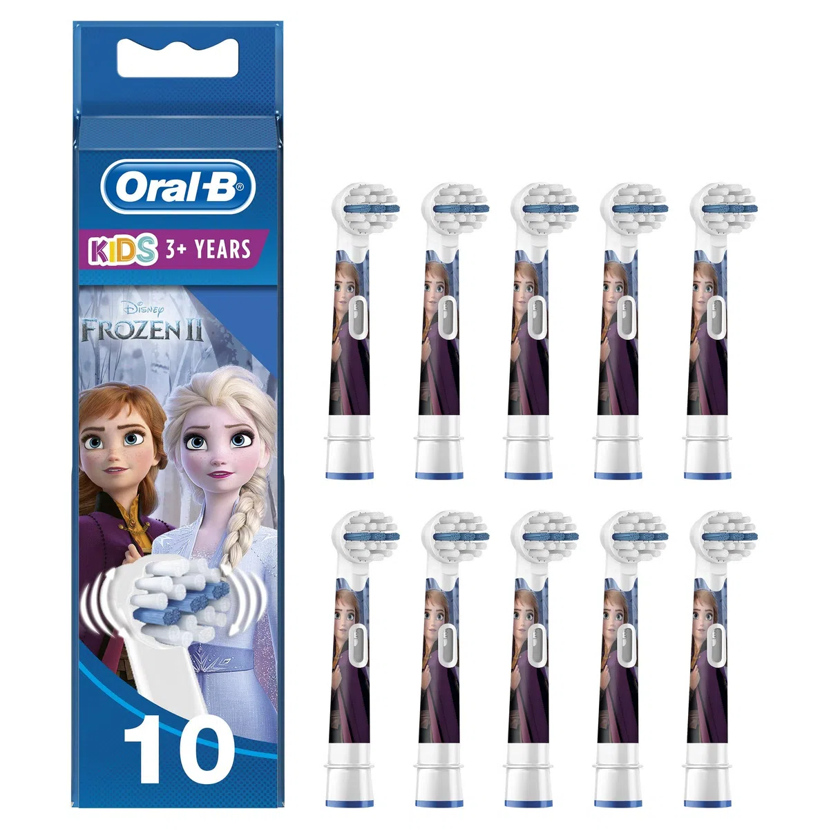 Oral-B Kids Testine di Ricambio per Spazzolino Elettrico con Disney Frozen 2 Personaggi, Confezione da 10, Testina Pensata Appositamente per i Bambini, dai 3 Anni in Su