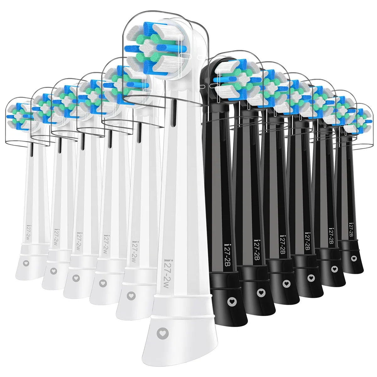 IO Testine di ricambio compatibili con Oral B IO 2/3N/3/4/5/6/7/8/9/10 Series Spazzolino elettrico per la pulizia, Compatibile con Oral B IO (12 Bianco Nero)