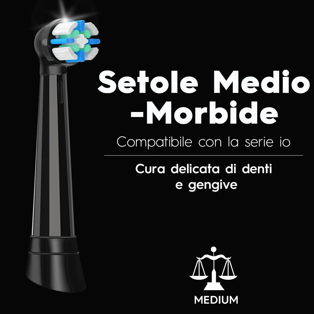 IO Testine di ricambio compatibili con Oral B IO 2/3N/3/4/5/6/7/8/9/10 Series Spazzolino elettrico per la pulizia, Compatibile con Oral B IO (12 Bianco Nero)