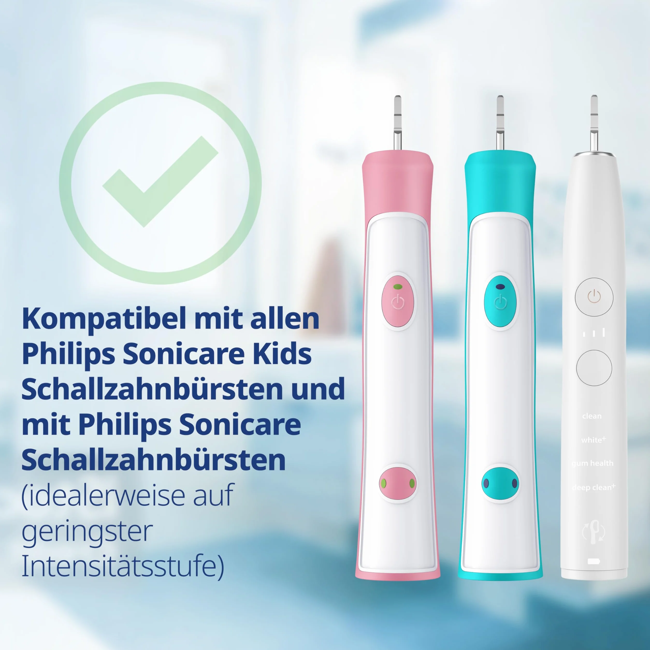 demirdental testine per Philips Sonicare Kids, Compact Mini per denti da latte, bambini da 3 a 6 anni, corrisponde a HX6033, Rosa, set da 3