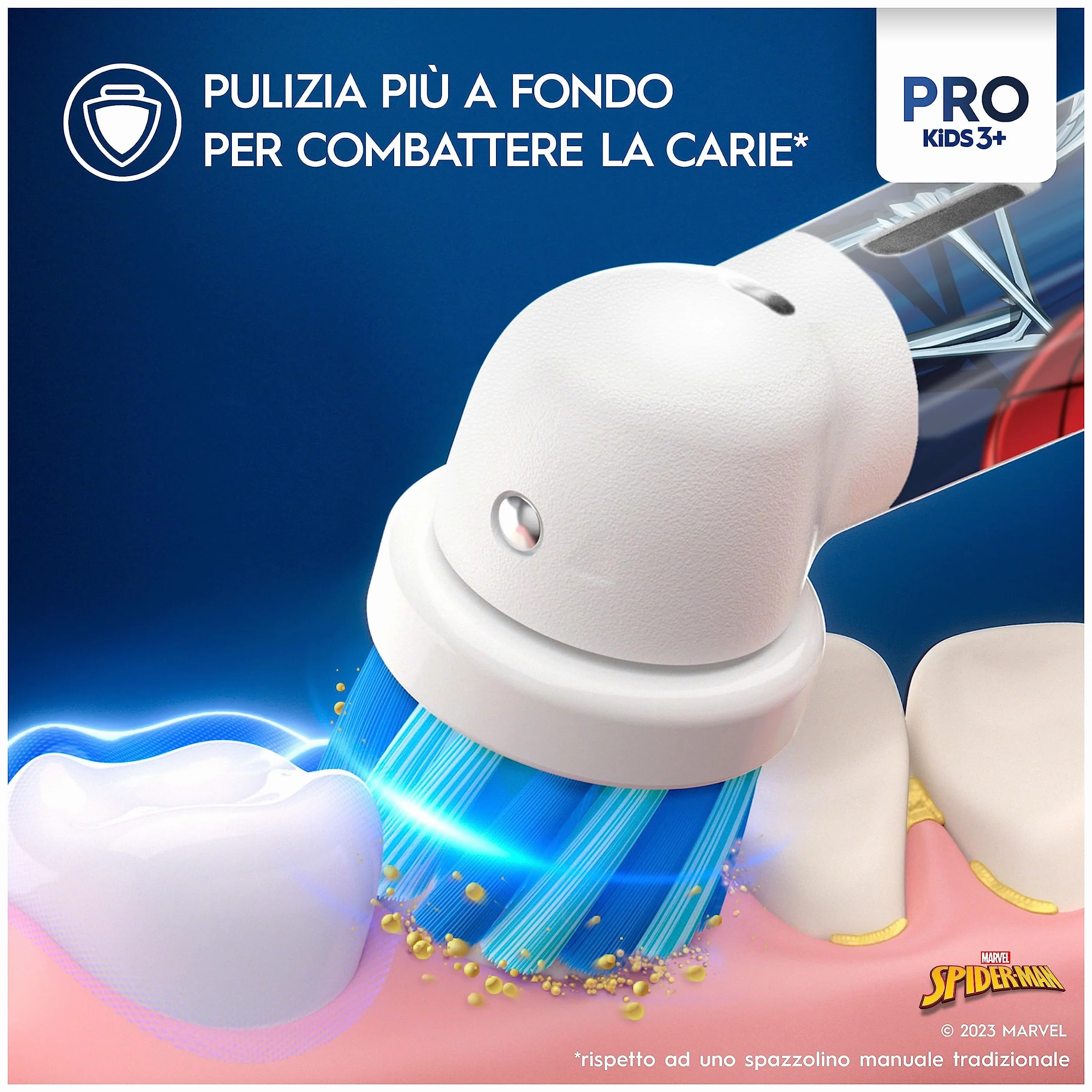 Oral-B Spazzolino Elettrico Ricaricabile Pro Kids Marvel Spiderman, 1 Testina, per Bambini da 3 Anni in Su, 1 Spazzolino
