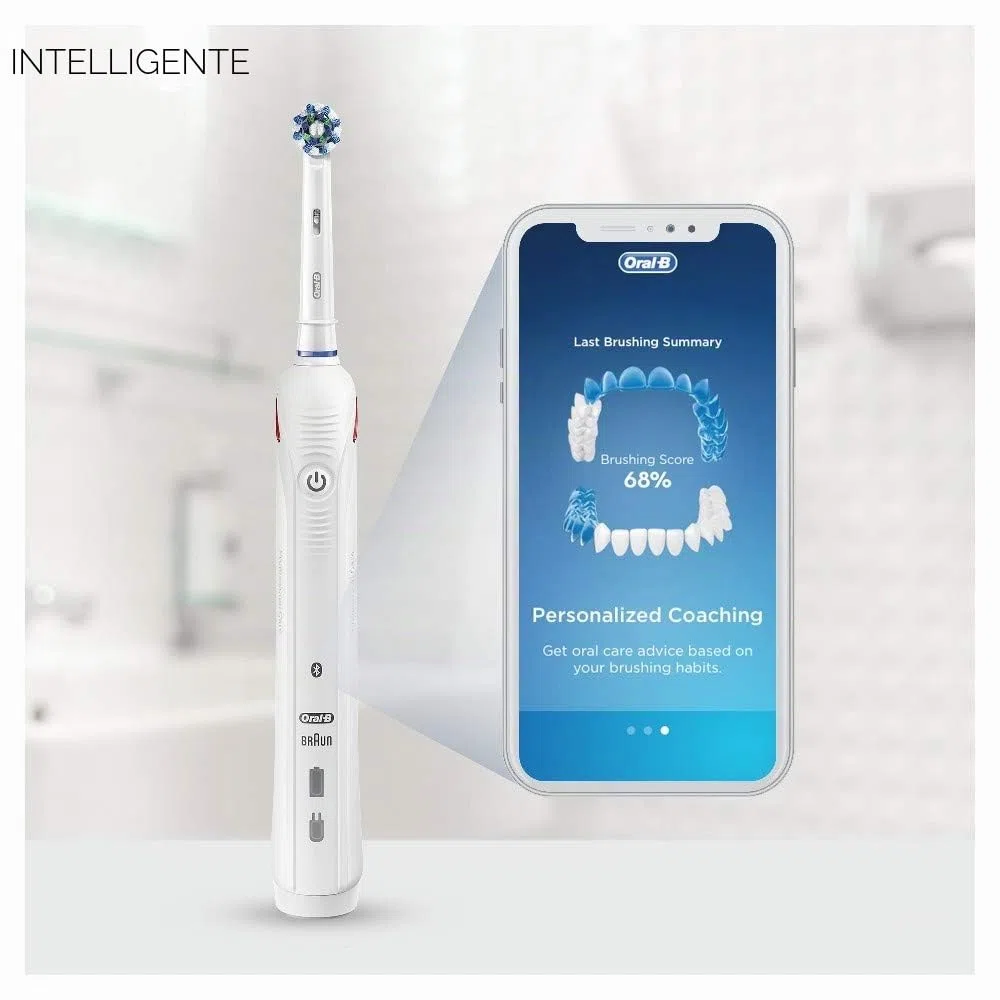 Spazzolino Elettrico Braun Oral-B Smart 5 5000N CrossAction, Bianco, 5 Modalità tra cui Sbiancante, Denti Sensibili e Protezione Gengive, 3 Testine di Ricambio, Custodia da Viaggio in Plastica
