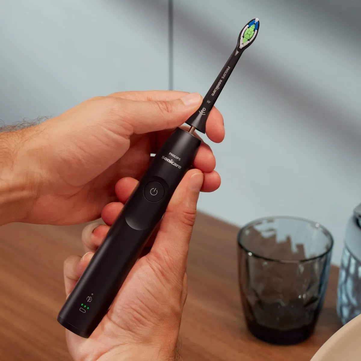 Brosse a dents - PHILIPS - HX7109/01 - Sonicare - Double manche Serie 5300 - Blanc & Noir - Eléctrique