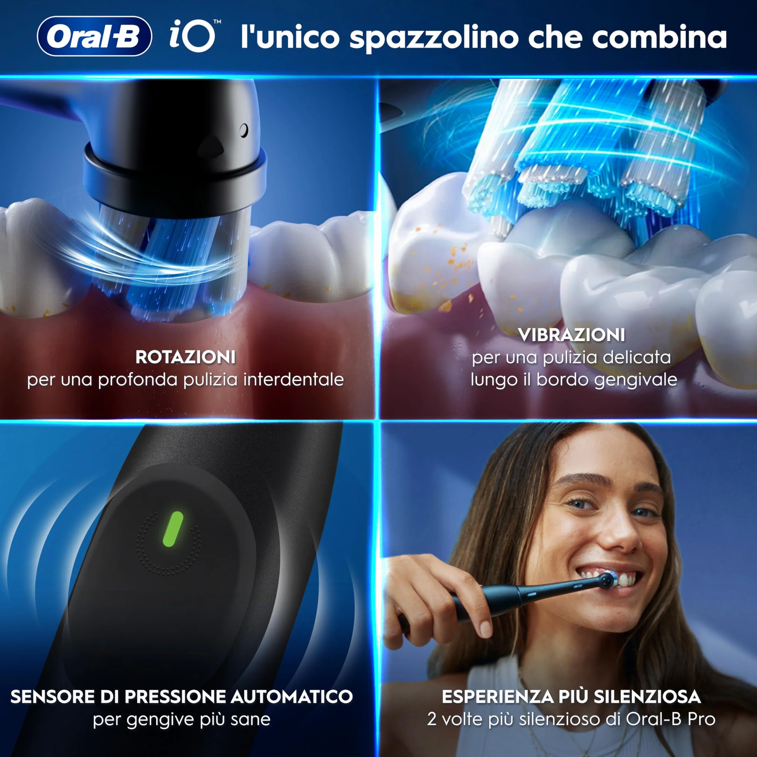 Oral-B iO 2 Spazzolino Elettrico Nero, 1 Testina Di Ricambio per Spazzolino Elettrico, Caricatore, Custodia Da Viaggio + 1 Dentifricio Oral B Advanced Rigenera Smalto, Pulizia Denti Efficace