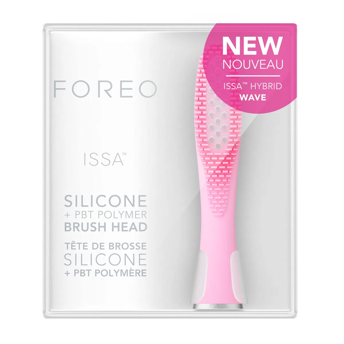 FOREO ISSA - Testina ibrida ondulata, setole in silicone e polimero PBT, durata 6 mesi, sostituibile, rosa perla