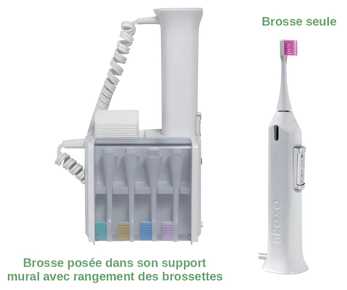 Broxo Orabrush spazzolini meccanici (oscillazione verticale) e sonici (cavitazione idrodinamica). 4 spazzolini di ricambio + copertura della RFID