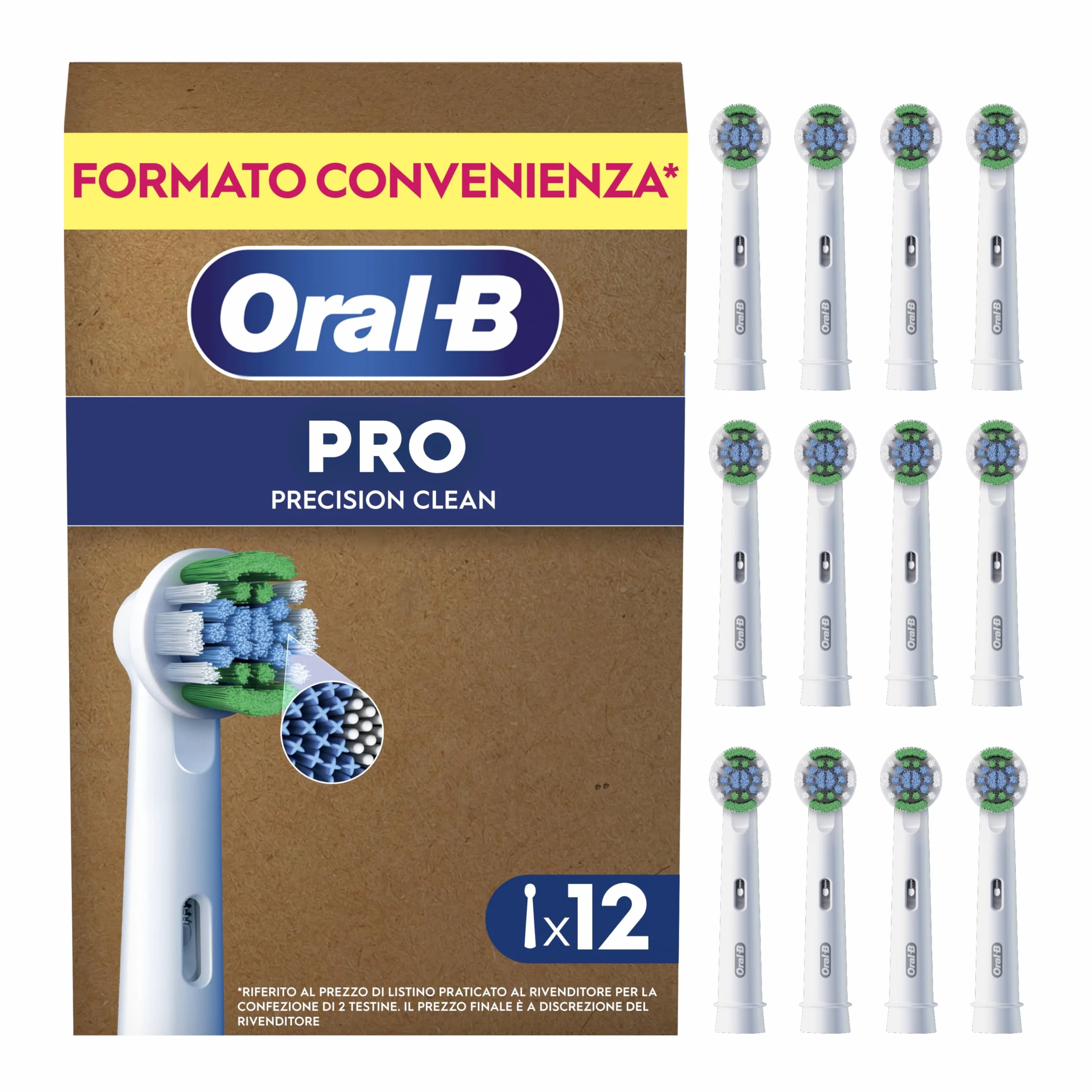 Oral-B Testine Di Ricambio per Spazzolino Elettrico Oral B, 12 Testine Pro Precision Clean, Per Una Pulizia Denti Efficace, Confezione Adatta Alla Buca Delle Lettere