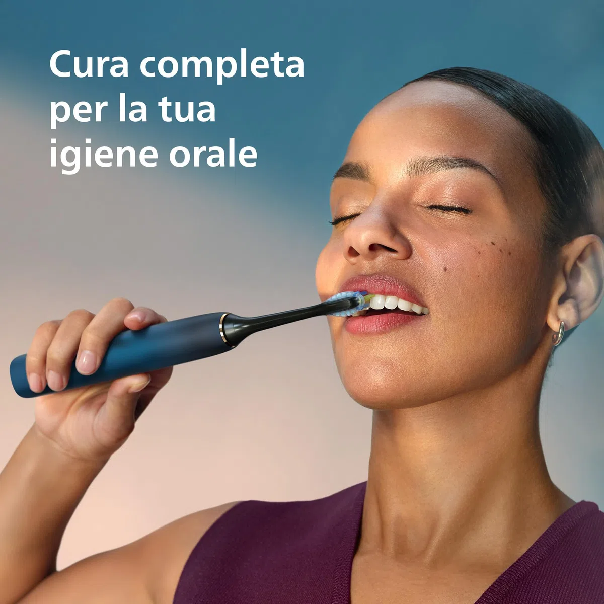 Philips Sonicare Spazzolino elettrico DiamondClean serie 9000 edizione speciale: per pulizia dei denti e igiene orale, blu scuro, 4 testine Premium Plaque C3 (modello HX9911/89)