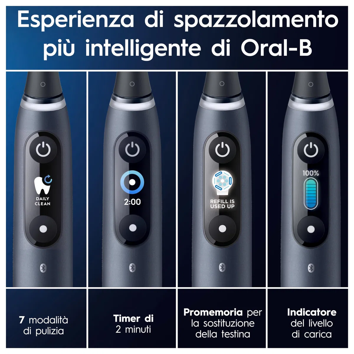 Oral-B Spazzolino Elettrico Ricaricabile iO 9 Nero, 3 Testine Oral B Di Ricambio, Spazzolino Elettrico, Custodia Da Viaggio con caricatore, Pulizia Denti Efficace