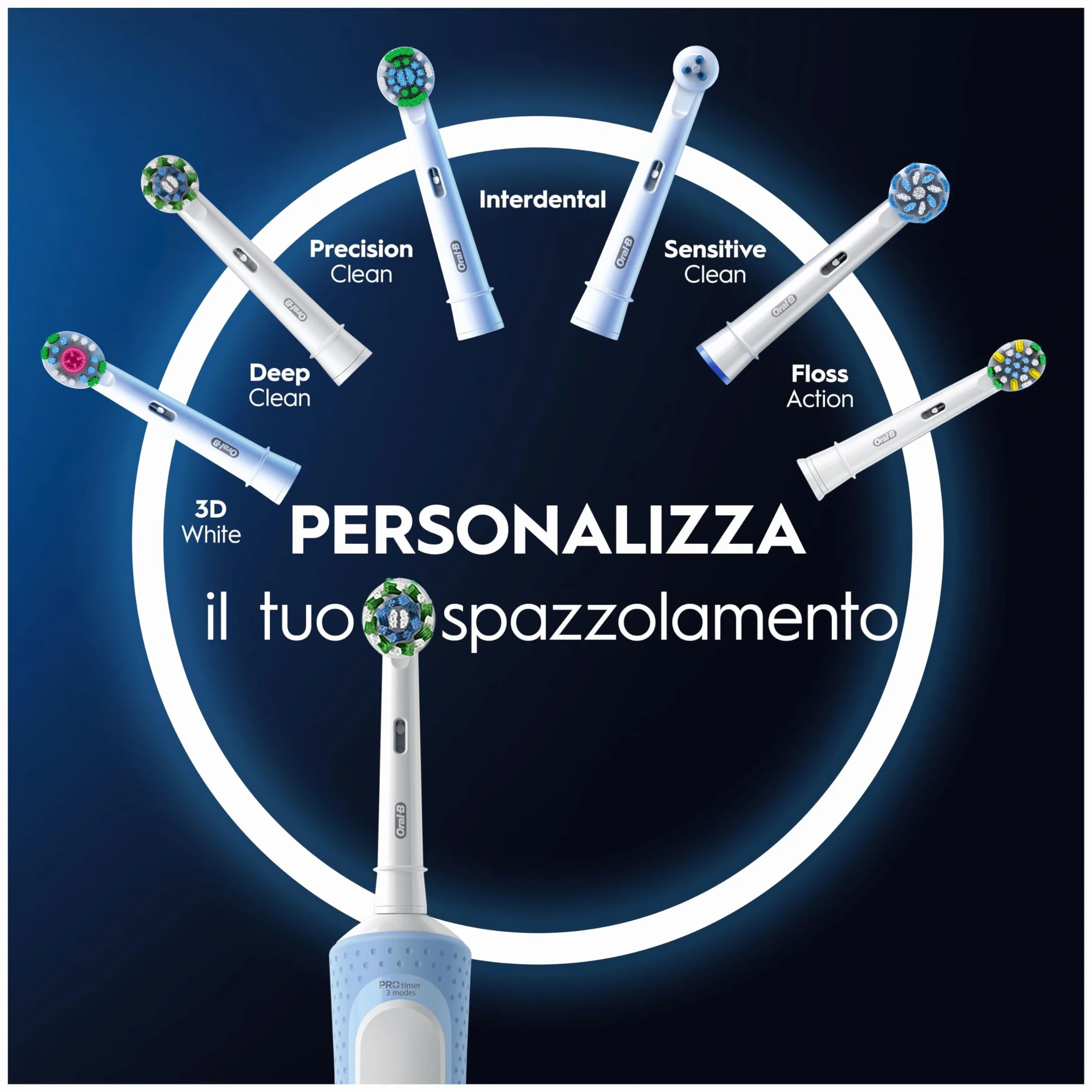 Oral-B Spazzolino Elettrico Ricaricabile Vitality Pro Nero e Blu, 2 testine. Confezione da 2 Spazzolini