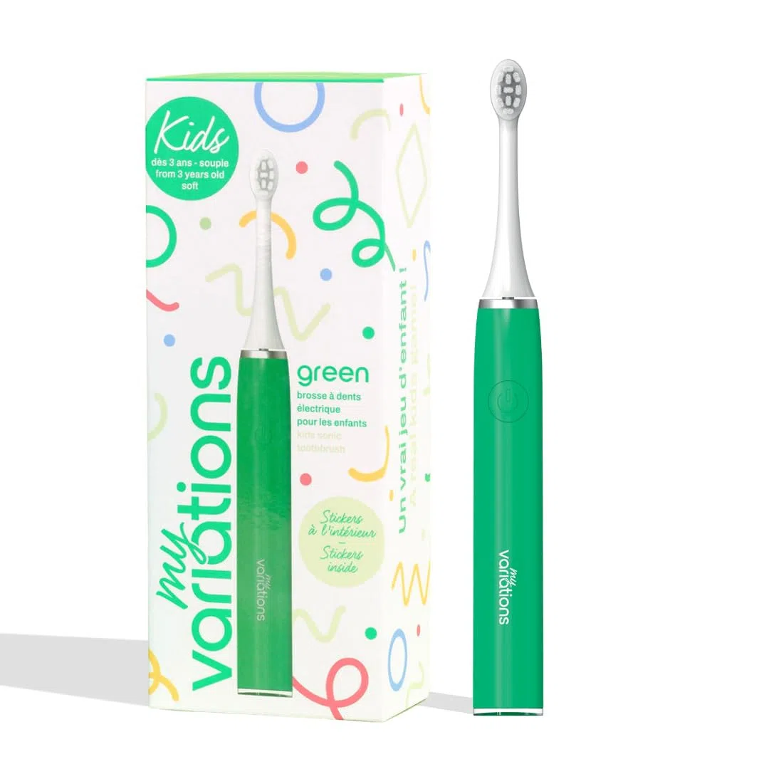 My Variations ® - Spazzolino da denti elettrico per bambini - Tecnologia sonica - 1 mese di autonomia - Ricaricabile - Consigliato dai dentisti - 2 modalità - Timer 2 min integrato - 3-12 anni - Verde
