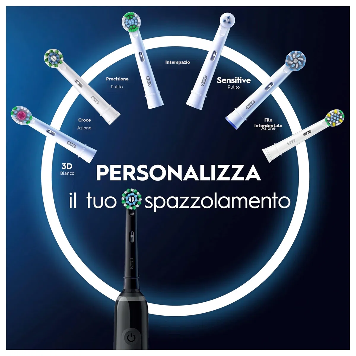 Oral-B Pro Series 3 Spazzolino Elettrico, 2 Testina di Ricambio, Nero - 2 Testine di Ricambio per Spazzolino Elettrico, Custodia da Viaggio, Gengive Protette, Pulizia Denti Efficace