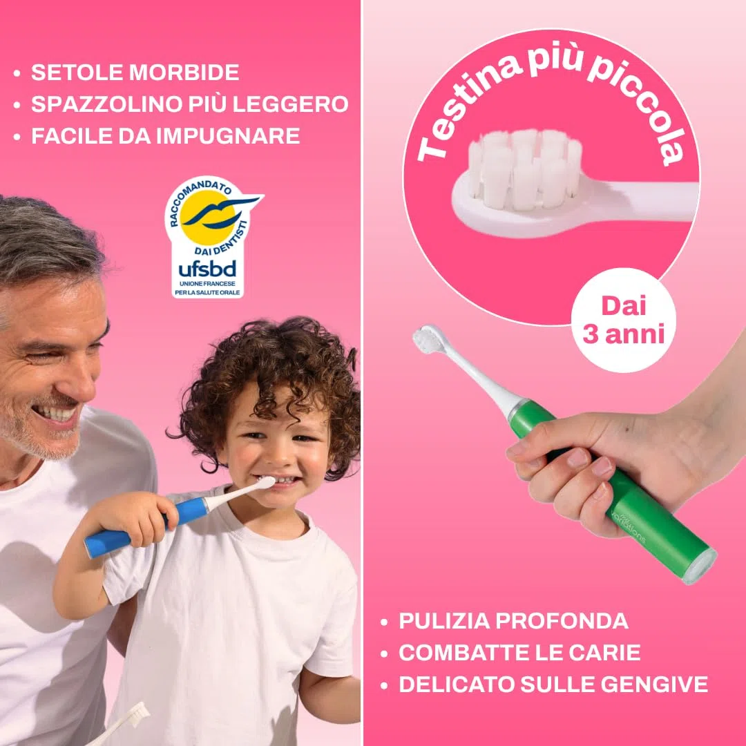 My Variations ® - Spazzolino da denti elettrico per bambini - Tecnologia sonica - 1 mese di autonomia - Ricaricabile - Consigliato dai dentisti - 2 modalità - Timer 2 min integrato - 3-12 anni - Verde