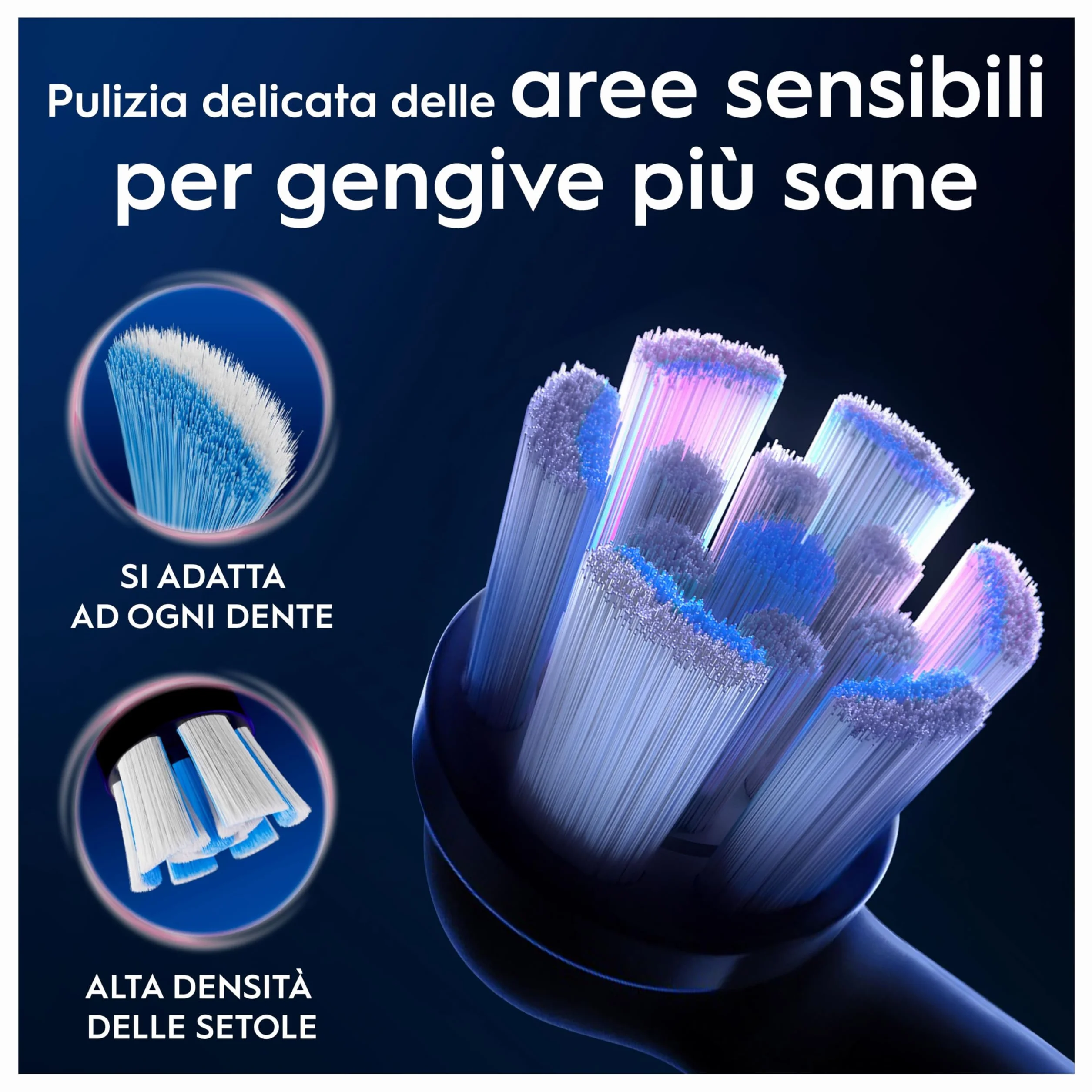 Oral-B Testine di Ricambio iO Gentle Care, Nere, 6 Ricambi - 6 Testine di Ricambio per Spazzolino Elettrico, Rotonde Originali per Gengive Sensibili, Setole Angolate per Rimuovere la Placca