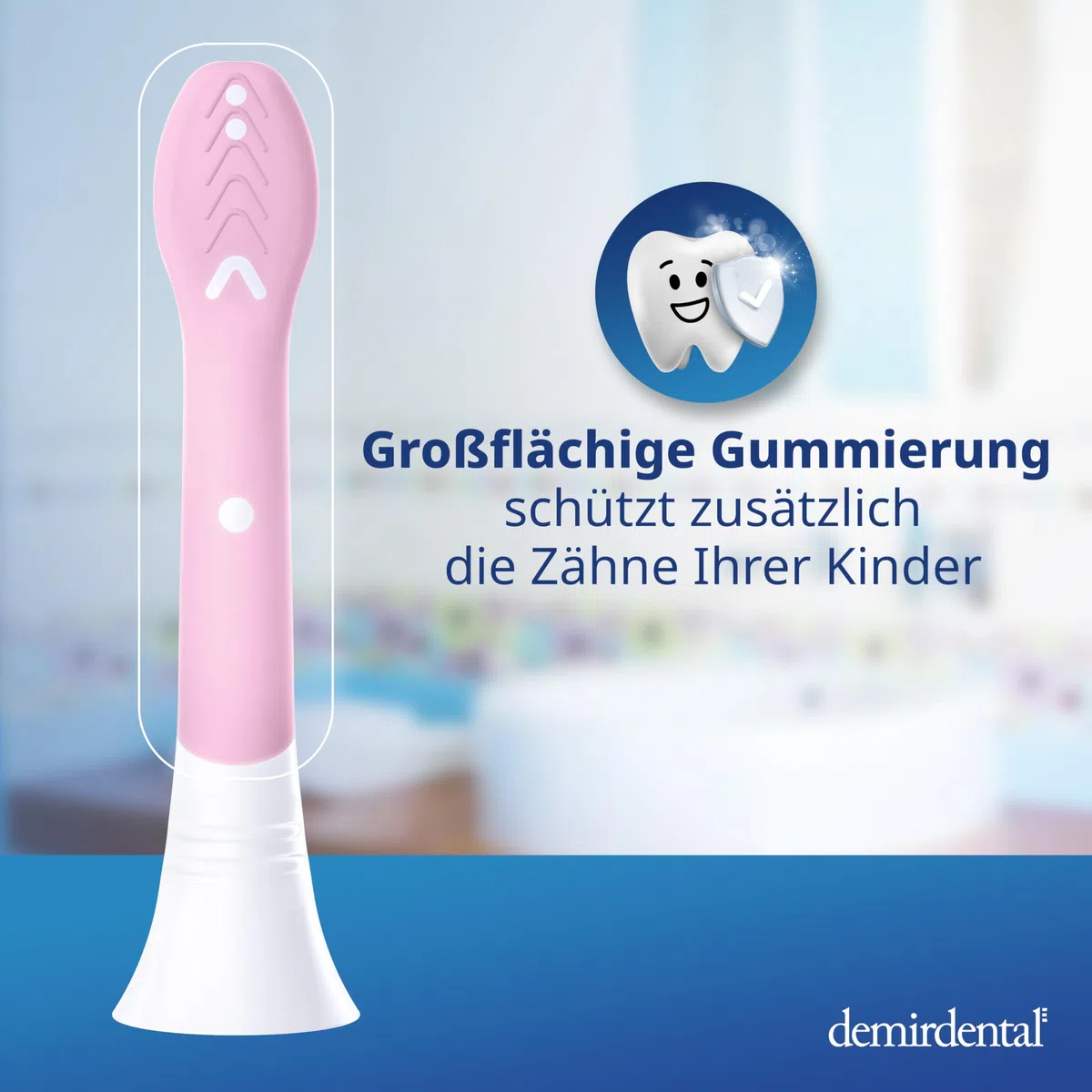 demirdental testine per Philips Sonicare Kids, Compact Mini per denti da latte, bambini da 3 a 6 anni, corrisponde a HX6033, Rosa, set da 3