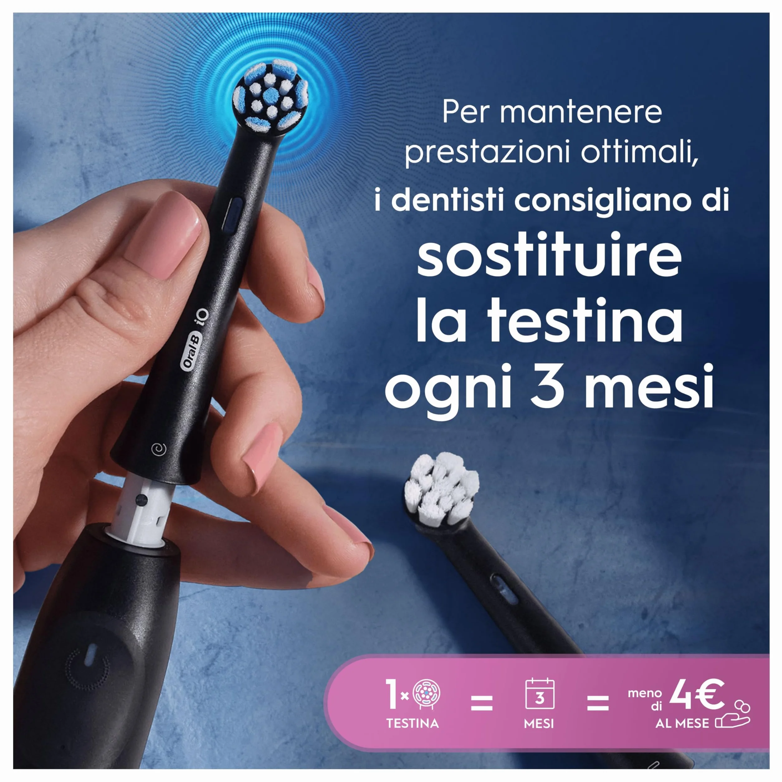 Oral-B Testine di Ricambio iO Gentle Care, Nere, 6 Ricambi - 6 Testine di Ricambio per Spazzolino Elettrico, Rotonde Originali per Gengive Sensibili, Setole Angolate per Rimuovere la Placca