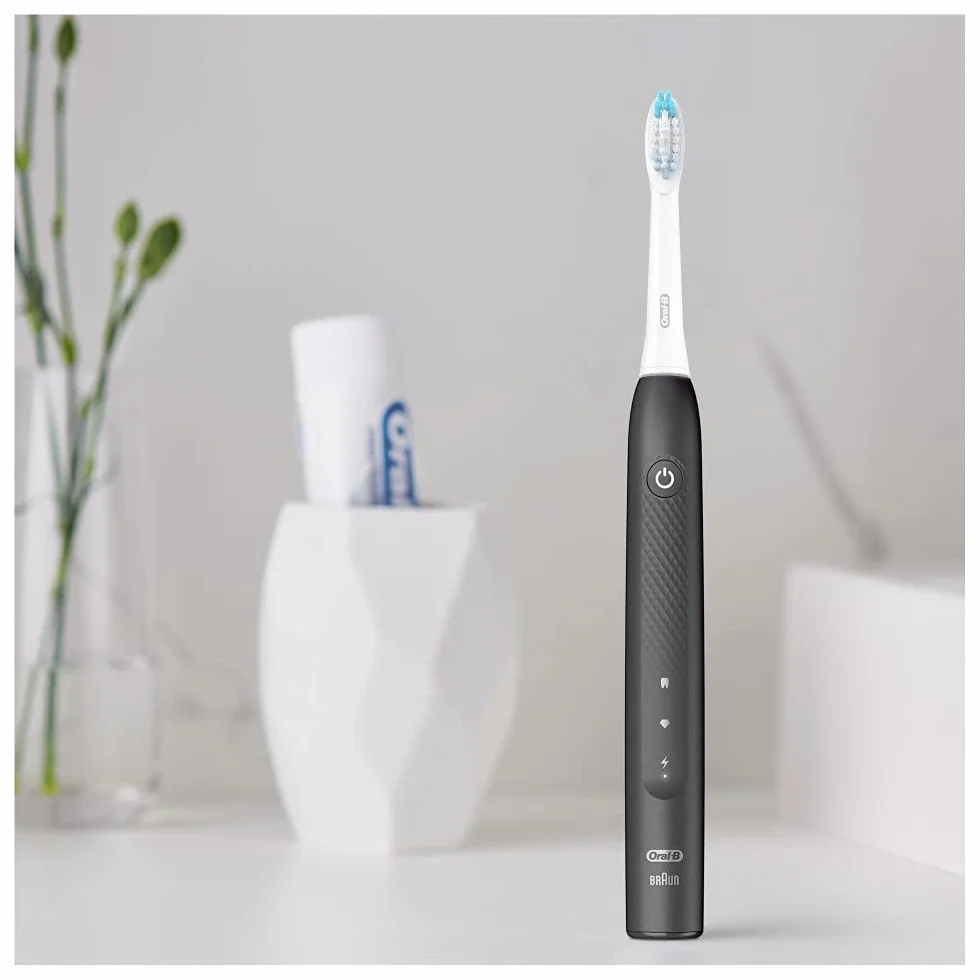Oral-B Pulsonic Slim Clean 2000 - Spazzolino elettrico sonico elettrico, 2 modalità di pulizia per la cura dei denti e gengive sane, con timer, design by Marrone, nero