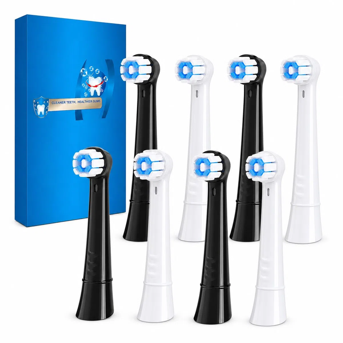 Testine di ricambio morbide compatibili con Oral-B iO, 4 nere + 4 bianche