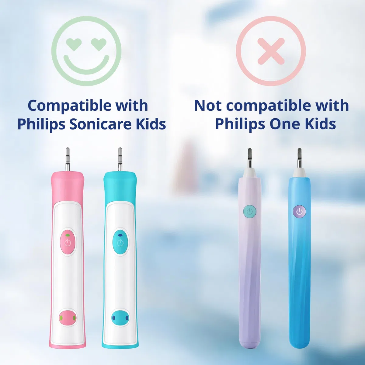 demirdental Mini testine per spazzolino da denti per bambini, compatibili con Philips Sonicare Kids - Testine di ricambio mini Sensitive - Testine per spazzolino mini dai 3 ai 6 anni - Rosa
