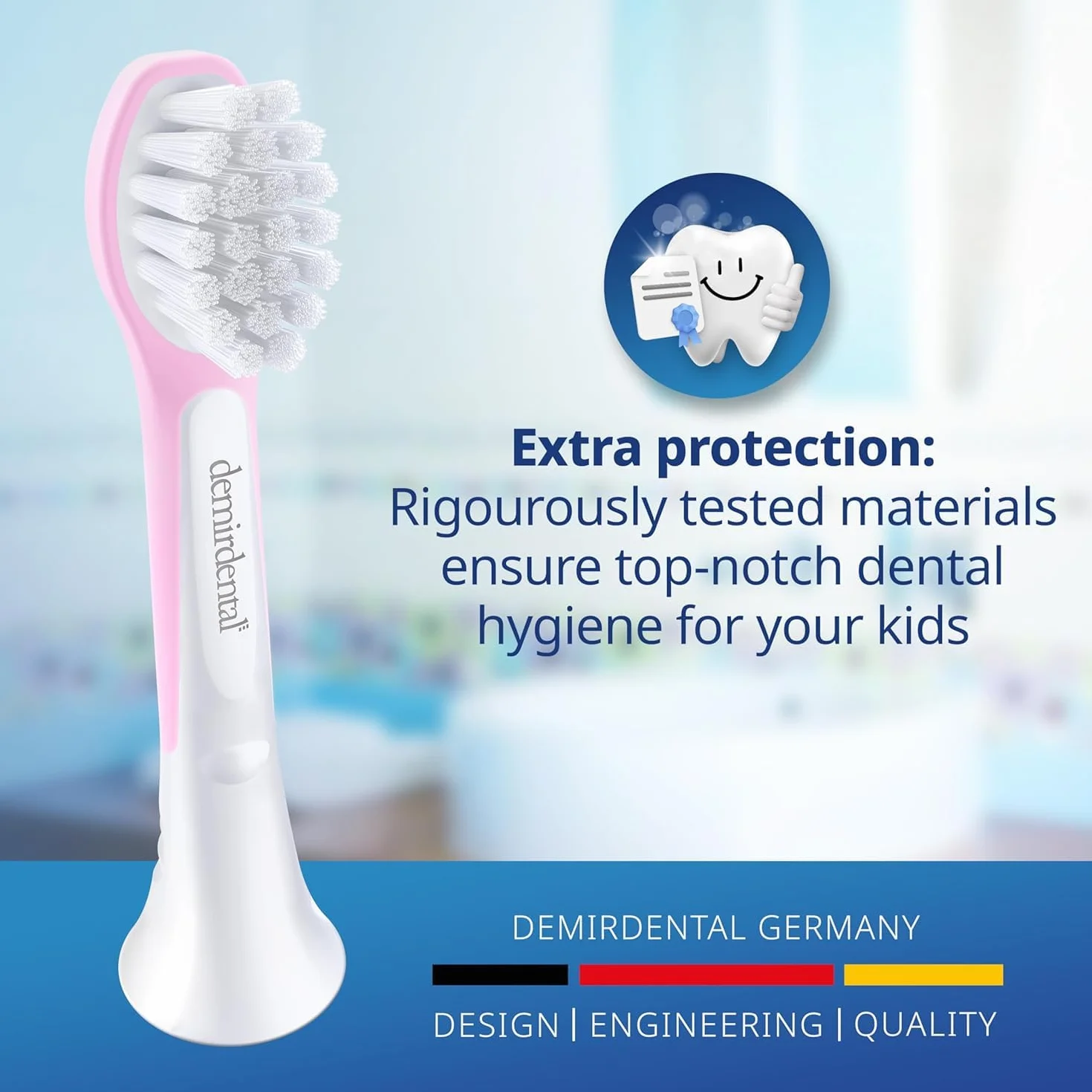 demirdental Mini testine per spazzolino da denti per bambini, compatibili con Philips Sonicare Kids - Testine di ricambio mini Sensitive - Testine per spazzolino mini dai 3 ai 6 anni - Rosa