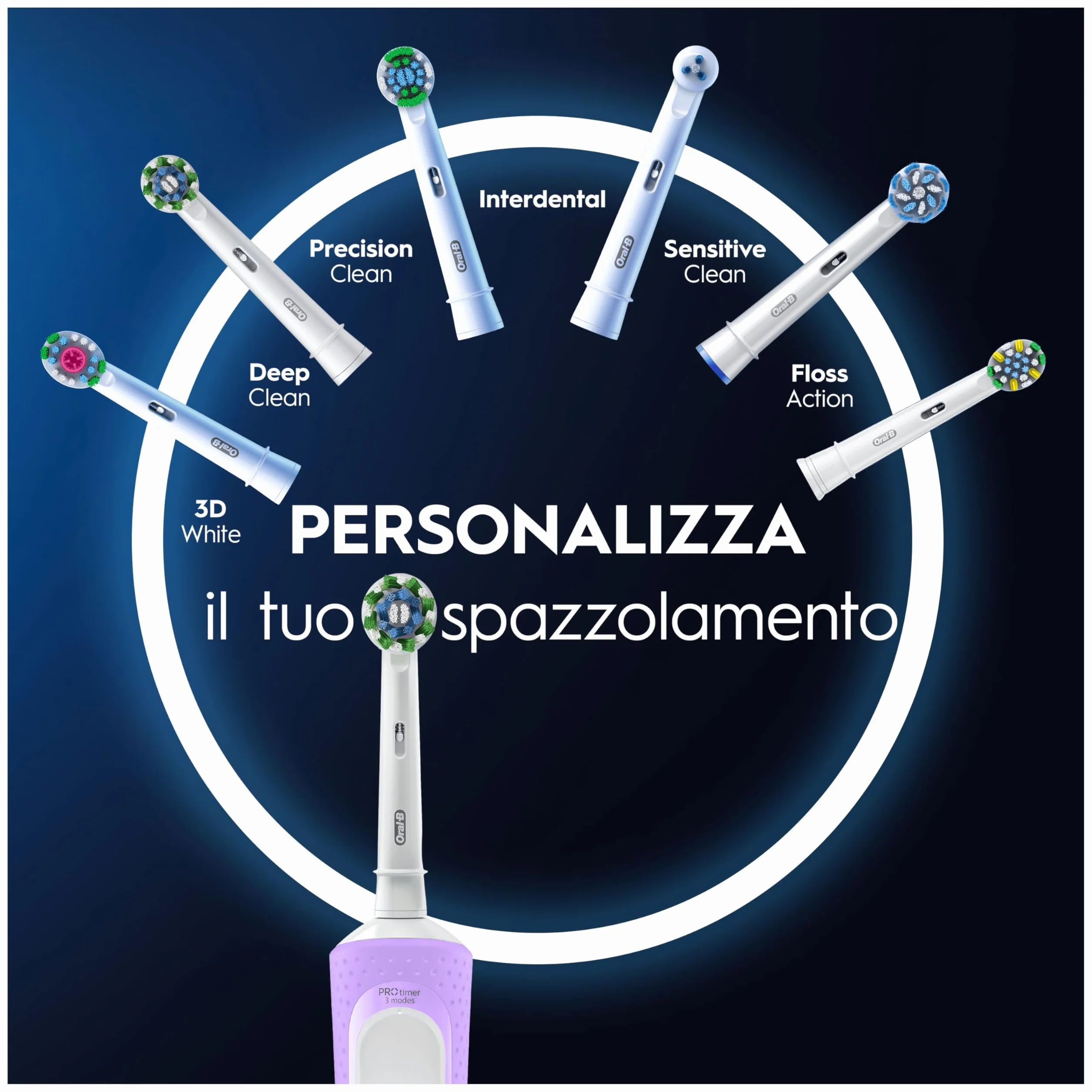Oral-B Spazzolino Elettrico Ricaricabile Vitality Pro, 3 Modalità di Spazzolamento, Batteria a Lunga Durata, 1 Testina e 1 Spazzolino, Viola, Idea Regalo